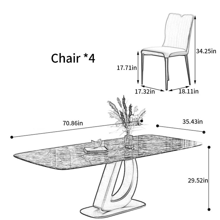 Orren Ellis Feer Faux Marble Top Pedestal Dining Set Wayfair Canada